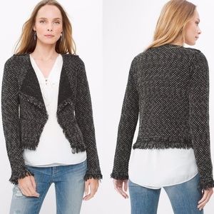 NWT WHBM TWEED RAW EDGE SWEATER BLACK AND WHITE JACKET